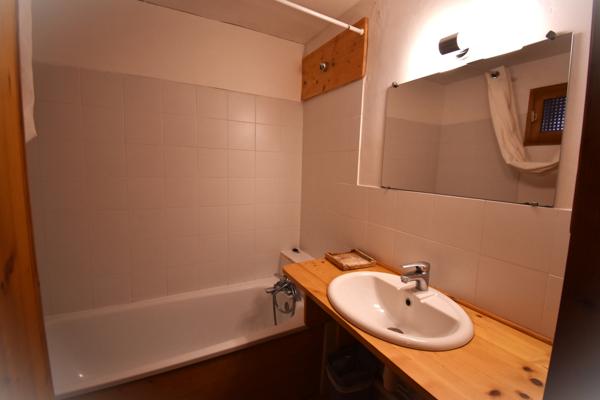 Cosy appartement de montagne entrée, séjour, poèle à bois, salle de bain, casier à ski, jardin, chambre, stationnement