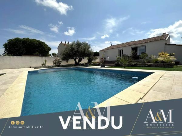 Villa PP T4 91 m²  + garage et dépendance / 859m² de terrain av piscine