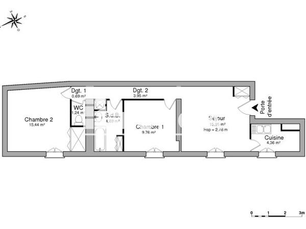 Location Appartement 3 pièces 56.08 m² - 1er ETAGE - PORTE 2 Niort 79000