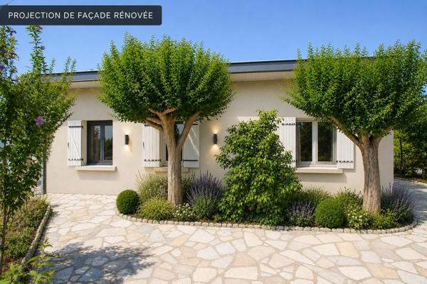 Sainte-Eulalie – Une maison 3 chambres à réinventer avec grands garages et jardin paysagé