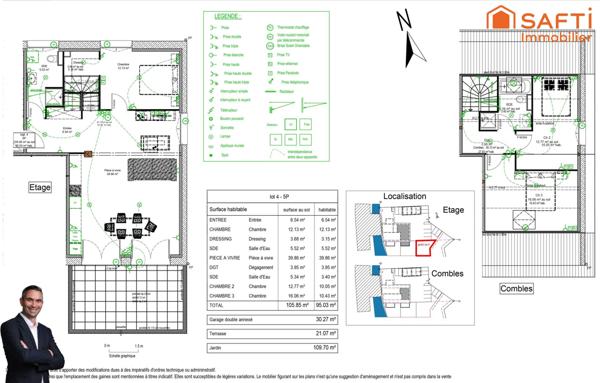 Superbe appartement de 4 pièces disposant d'une terrasse, d'un jardin, d'un double garage et de 2 places de stationnement privées !