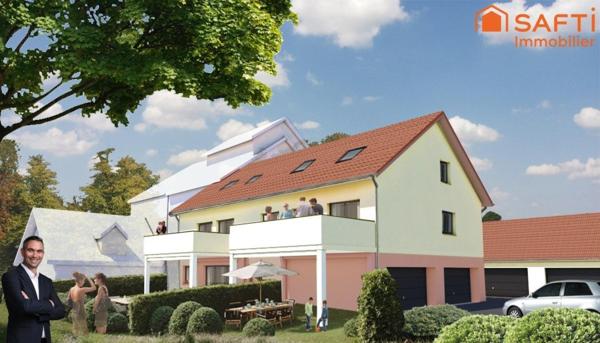 Superbe appartement de 4 pièces disposant d'une terrasse, d'un jardin, d'un double garage et de 2 places de stationnement privées !