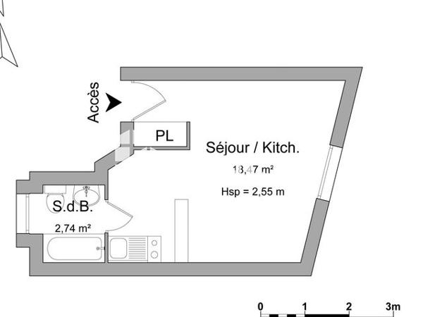 Location Studio 22.15 m² - 22 RUE RABELAIS Poitiers 86000
