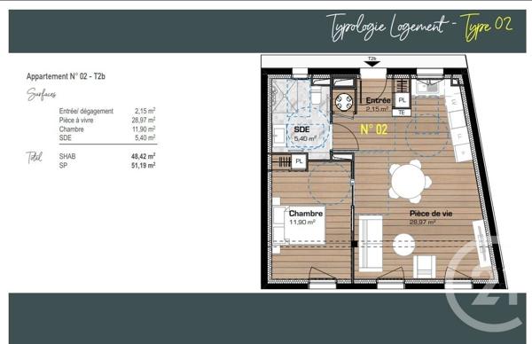 Appartement F2 à vendre  2 pièces - 48,42 m2 CAUTERETS - 65