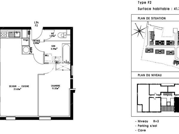 Location Appartement 2 pièces 41.73 m² - DE LA SIXIEME HEURE, DE LA JOI Amiens 80000