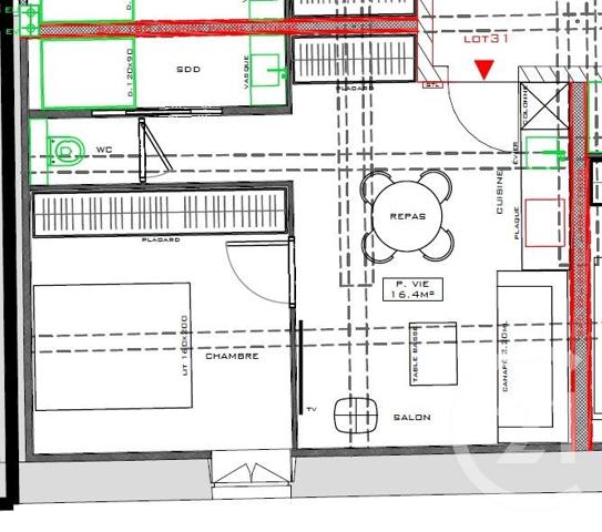 Appartement F2 à vendre  2 pièces - 36,50 m2 ST ETIENNE - 42