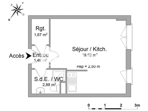 Location Studio 25.93 m² - 93-99 RUE CHARLES LEGENDRE Limoges 87000