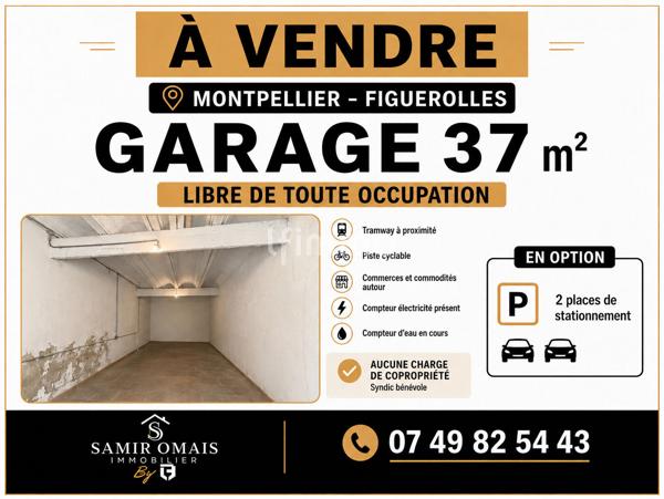 Garage 37 m² avec compteur Electricité - Montpellier Figuerolles