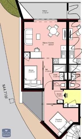 Appartement à louer 2 pièces 42.73m²