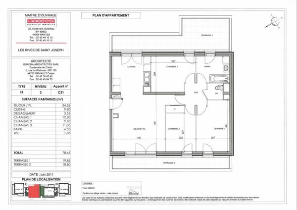 Appartement à louer 4 pièces - 78 m²