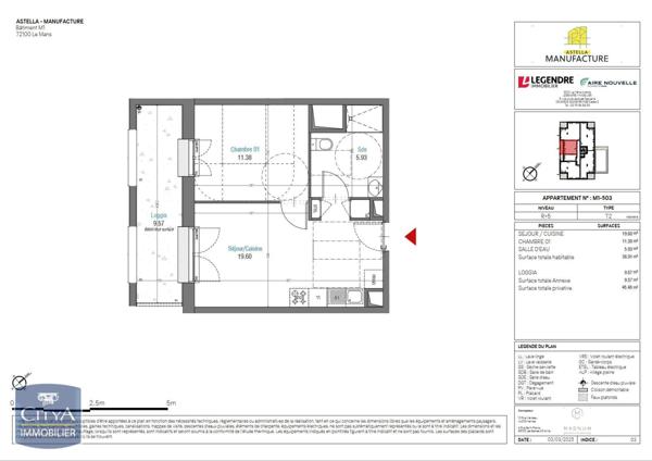 Vente appartement 2 pièces de 36.91m²
