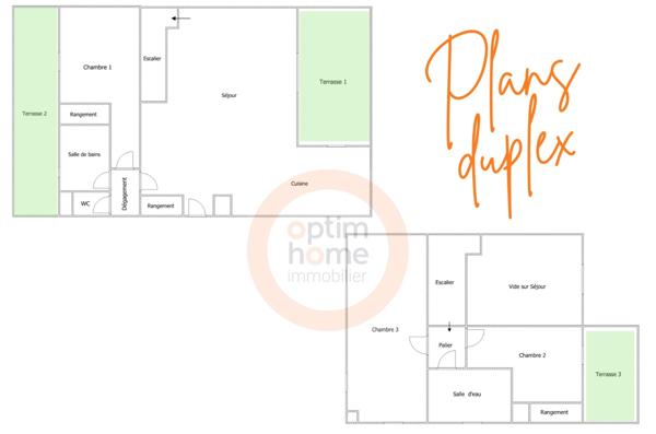 Appartement duplex 3 chambres + 3 terrasses à 350m de la gare Ermont-Eaubonne