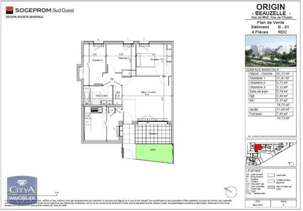 Appartement à louer 4 pièces 74.79m² Beauzelle (31700)