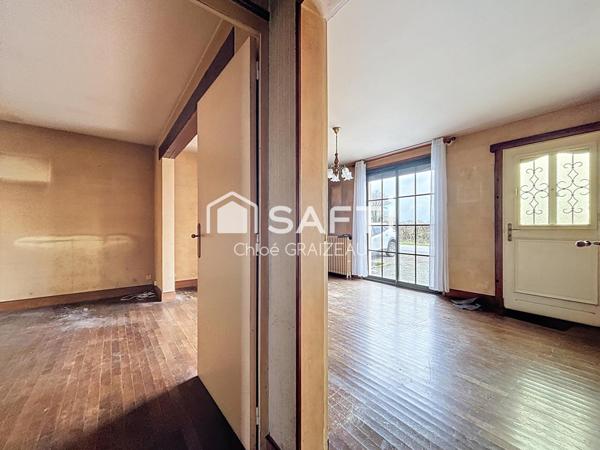 Maison de plain-pied, 89 m² habitables, garage