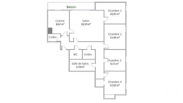 Appartement F5 à vendre  5 pièces - 93,25 m2 COLOMBES - 92