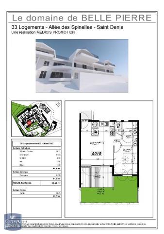 Appartement à louer 2 pièces 44.85m² Saint-Denis (97400)