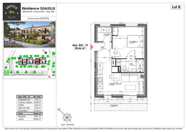 Appartement neuf T2 en rez-de-jardin à vendre à Oletta
