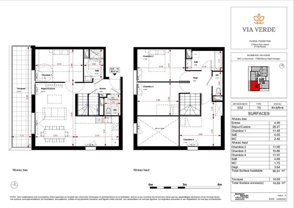 Appartement Duplex 5 pièces 95.91 m2