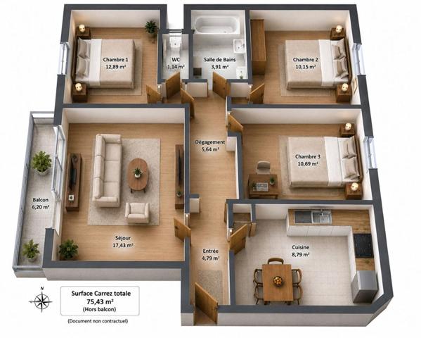 Appartement Albertville 4 pièces 75 m2