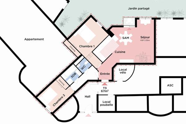 75015 Paris - Profession libérale - Appartement T3 - Rez-de-jardin