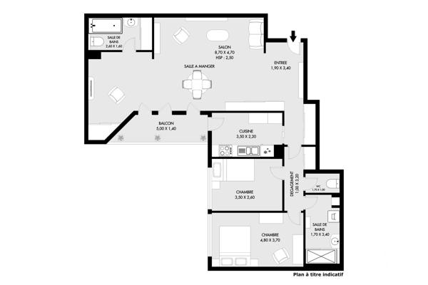 Appartement F3 à vendre  3 pièces - 91 m 2   PARIS  - 75020