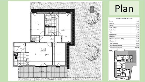 Appartement avec jardin/terrasse, parking, cave