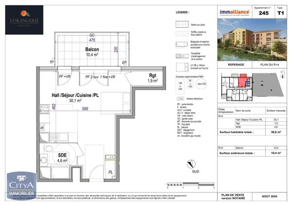Appartement à louer 1 pièce 36.6m²