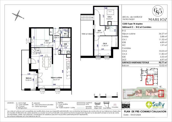 Appartement à vendre  4 pièces - 91,81 m2 PASSY - 74