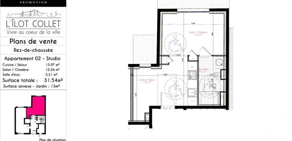 Appartement Studio à vendre  1 pièce - 31,54 m2 BREST - 29