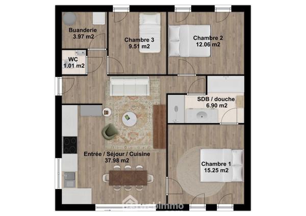 Maison 88 m² à Béruges 86190