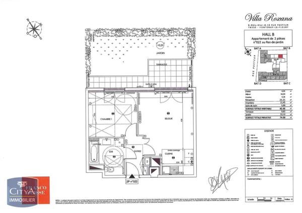 Appartement à louer 2 pièces 42.55m²