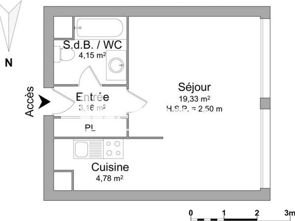 Location Studio 31.4 m² - LE SEQUOIA Nantes 44000