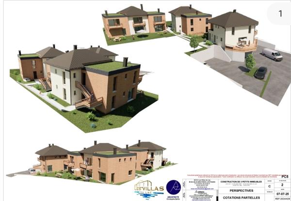 Appartement à vendre 2/3 pièces avec 2 TERRASSES Dont une de 35 M2 vue Panoramique Lac et Montagnes sur SAVINES LE LAC (05) , Dans une résidence neuve style villa plein Sud ,livrable été 2026