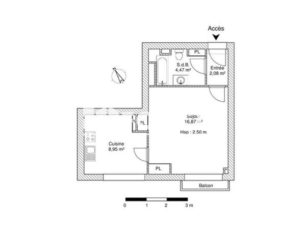 Location Studio 32.37 m² - 21 RUE DES PYRENEES Toulouse 31400
