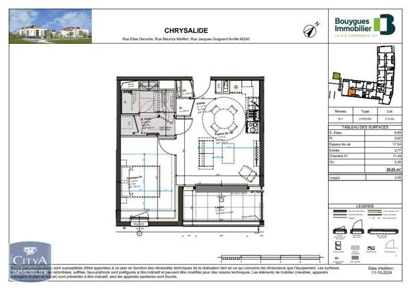 Appartement à louer 2 pièces 39.45m²