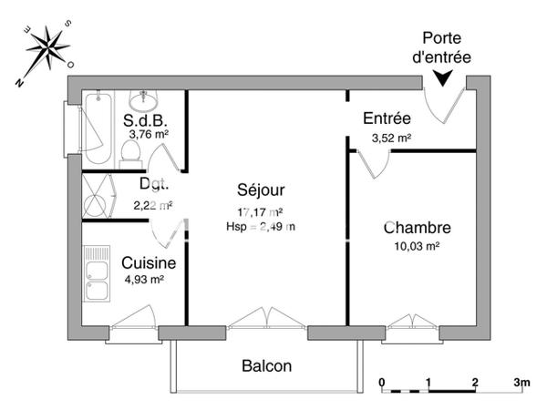 Location Appartement 2 pièces 41.63 m² - 5 RUE DES NOYERS Oberhausbergen 67205