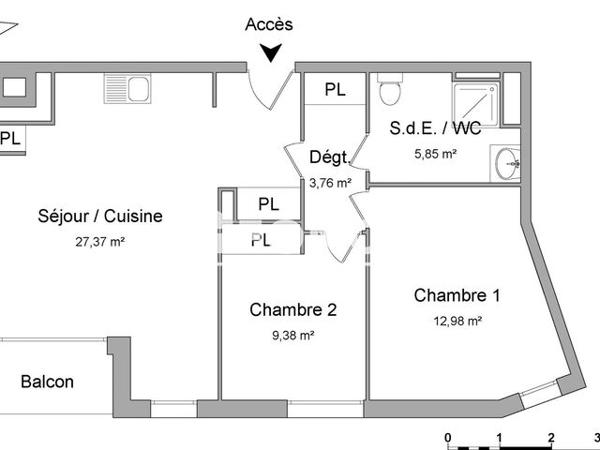 Location Appartement 3 pièces 59.34 m² - 30 RUE EMMUREES Rouen 76100