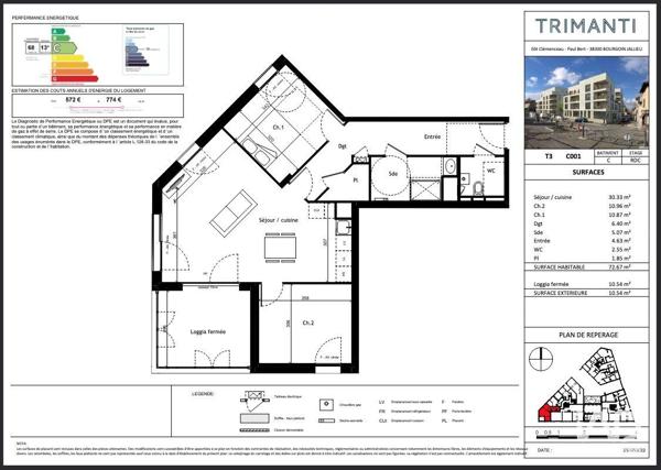 Appartement à vendre 3 pièces 73 m² Bourgoin-Jallieu