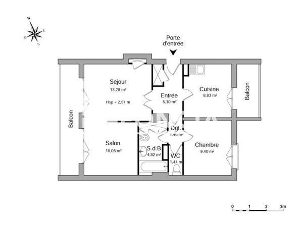 Location Appartement 3 pièces 54.88 m² - 69 AVENUE JEAN MOULIN - BAT.E Romans 26100