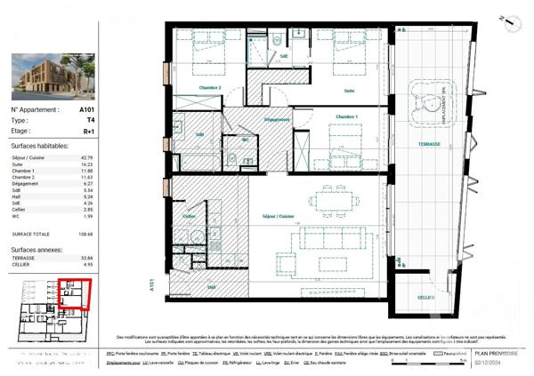 Appartement T4 à vendre  4 pièces - 108,68 m 2   MAUGUIO CARNON  - 34