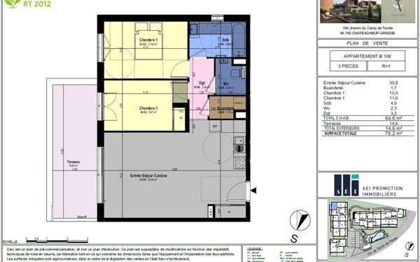 Appartement à vendre    3 pièces • 64,60 m2 Châteauneuf-Grasse
