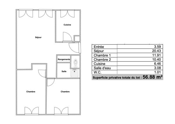 Appartement à vendre 3 pièces 57 m² Courbevoie