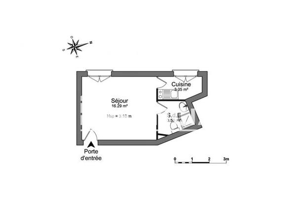 Location Studio 23.14 m² - 2 RUE ADOLPHE Lille 59000