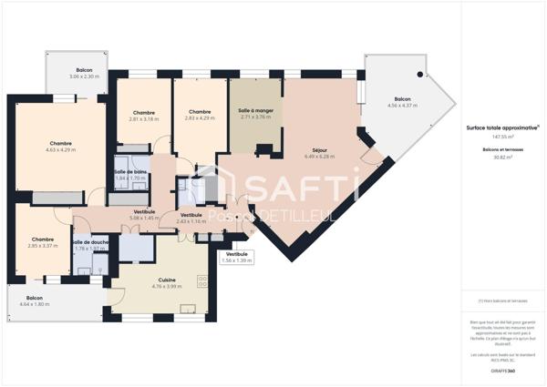 Appartement 7 pièces 145m2 - 3 Terrasses