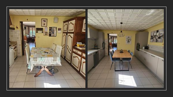 Maison mitoyenne 250 m² , jardin , 2 garages + carport, , 7 chambres, centre-ville Corcieux