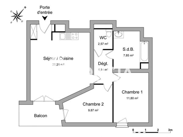 Location Appartement 3 pièces 62.02 m² - 62 BOULEVARD AUGUSTE PENEAU Nantes 44300