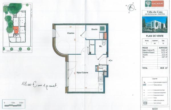Appartement Nantes - 2 pièce(s) - 38.56 m2