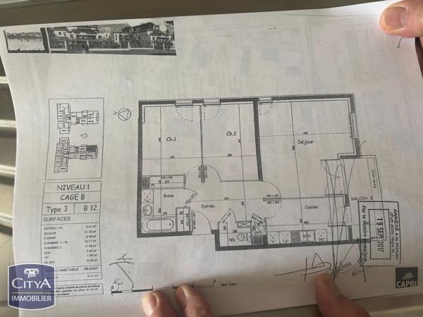 Appartement à vendre 3 pièces 70m² Saint-Cyr-sur-Loire (37540)