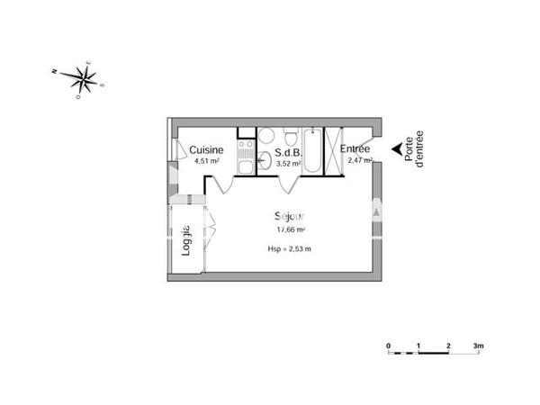 Location Studio 28.11 m² - 23 RUE DU PERE DE LA CROIX Poitiers 86000