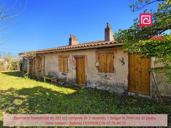 Ensemble immobilier, deux maisons, double garage et grand jardin